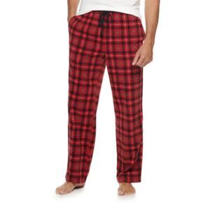 Croft & Barrow Men's Microfleece Pajama Pants Size S Black Red Plaid Sleepwear